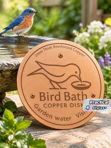 1pc 0.6mm Copper Alloy Bird Bath Disc, Round Dove Pattern Water Feature Accessory With 3 Raised Support Points, Natural Pond-Style Decorative Plate For Outdoor Bird Baths, Garden Ponds, Pools, Fountains, Fish Ponds & Landscape Water Features - Pool Cleaner - View 1