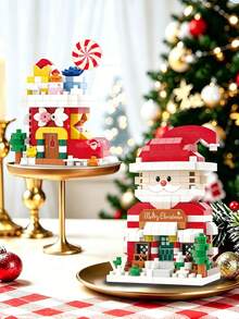 Cute Christmas Mini House Building Bricks Kit, 9 Different Xmas Themed Models With Santa, Snowman, Reindeer, Gingerbread House, DIY Desktop Ornament, Christmas Holiday Present - Multicolor - View 1