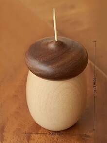 1PC Walnut Solid Wood Cute Cartoon Acorn Shape Toothpick Holder Portable Mini Storage Box Creative Kitchen Dining Table Home Office Travel Housewarming Christmas Birthday Gift For Family Friends Kitchen Accessories Home Decor Must Haves - View 5