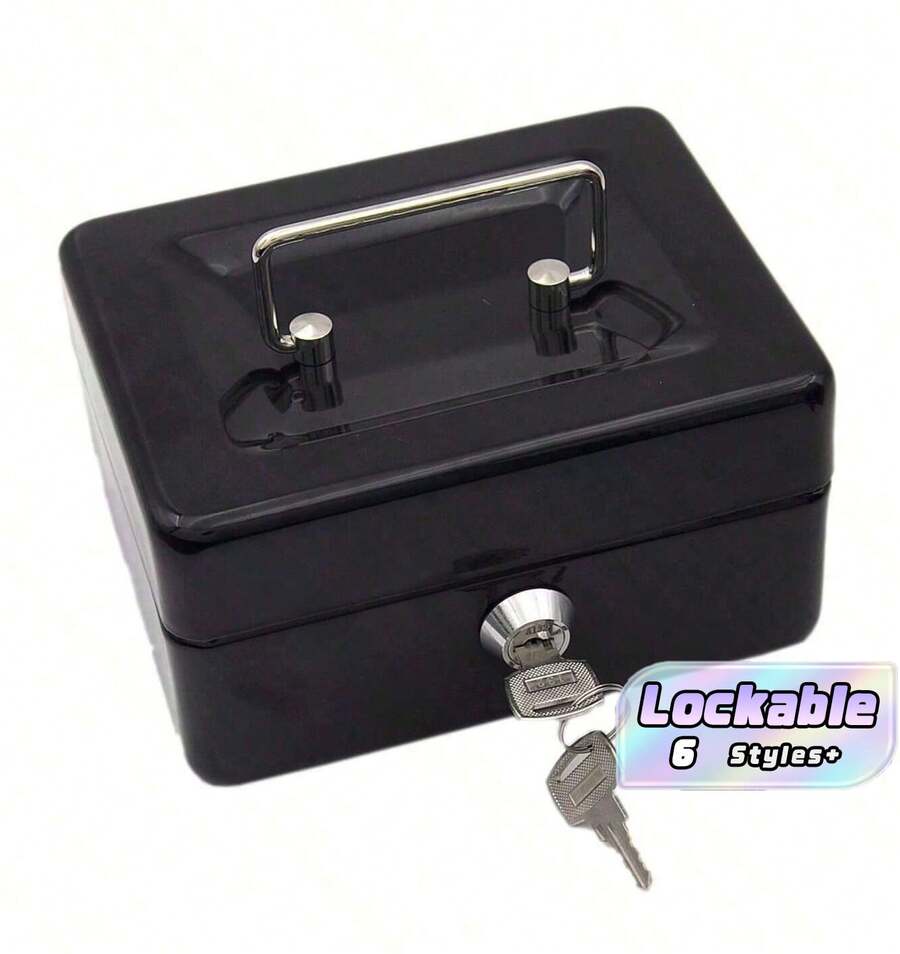 Large Capacity Spring Clip Lock Safe Cash Box Set - Featuring A Sturdy Metal Structure, Equipped With A Detachable Coin Tray And Cash Organizer, Offering 4 Styles To Choose From. Optional Piglet Bank Design. Suitable For Commercial, - A - View 1