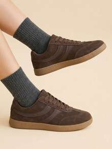 CUCCOO EASI Women's Flat Shoes Fashion Versatile Casual Simple Board Shoes Fall Shoes - Chocolate Brown - View 4