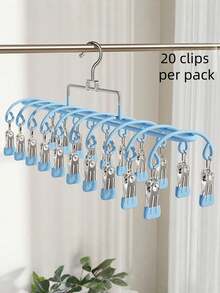 20-Clip Metal Drying Rack, Bra & Underwear Hanger With Clips, Sturdy Balcony Clothes Drying Rack For Socks, Bras, Underwear, Clothes (Slight Color Difference Due To Batch Variation, Does Not Affect Normal Use) - Multicolor - View 8