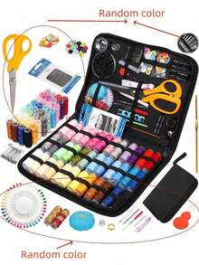 1pc Portable Sewing Kit With Thread Scissors Needles Measuring Tape For Emergency Repairs Travel Home Use Storage Bag Suitable For Beginners Adults Travelers​ - Multicolor - View 12