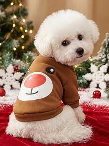 PETSIN 1 Pc Pet Christmas Cat Dog Universal Cute Elk Pattern Printed Brown Warm And Comfortable Dog Christmas - Multicolor - View 2