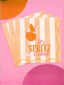 20 40 60Pcs Italian Summer Retro Aperol Spritz Cocktail Disposable Napkins 2 Ply Orange White Striped Beverage Napkins For Bridal Showers Pool Parties Summer BBQ - default - View 2
