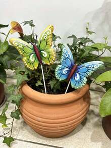2PCS Metal Waterproof Anti Fade Hand Painted Colorful Butterfly Garden Stakes Ornament Bright Multicolor Art Pattern Plant Pot Yard Patio Lawn Outdoor Spring Summer Decor - View 6