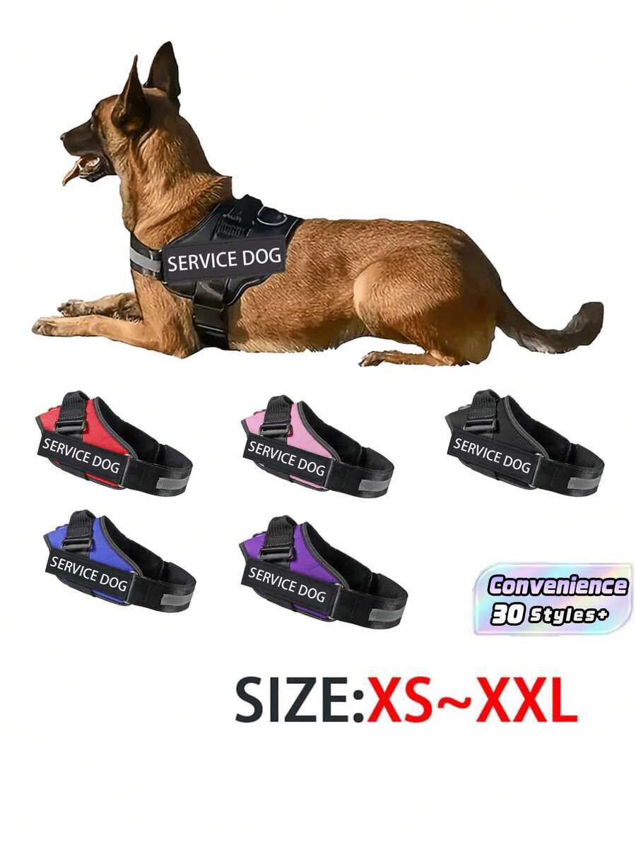 Dog Harness No-Pull Reflective Dog Vest Harness, Vest-Style Design With Monogram Pattern For Dogs Adjustable Harness,Easy Control For Small Medium Large Dogs,With Sticker 2 PCS - Multicolor - View 1