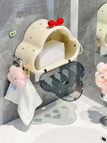 1PC Cloud Shape Tissue Box Wall Mounted Toilet Paper Holder Adhesive No Drill Waterproof Bathroom Storage Container For Kitchen Office Home Decorative Napkin Dispenser - Multicolor - View 6