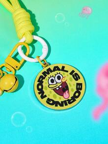 SpongeBob SquarePants | SHEIN 1Pc SpongeBob Yellow Love Bell Lanyard Keychain Headphone Pendant Bag Pendant - Multicolor - View 2