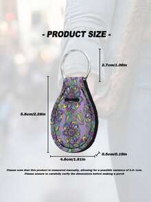 1PC Polyester Fabric Keychain Purple Paisley Floral Print Teardrop Pear Shaped Pendant Bag Charm For Backpack Wallet Fashion Creative Mini Gift Ornament Boho Retro Travel Accessory Lightweight Durable Unique Stylish Decorative Fringe Free - Multicolor - View 7
