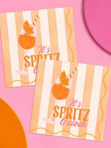 20 40 60Pcs Italian Summer Retro Aperol Spritz Cocktail Disposable Napkins 2 Ply Orange White Striped Beverage Napkins For Bridal Showers Pool Parties Summer BBQ - default - View 8