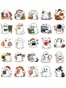 MINKOJA 50pcs Cute Ghost Waterproof Sticker Set, Halloween Aesthetic Ghost Decorative Stickers, Back To School Cute Ghost Gift Stickers, Suitable For Teen Girls - Multicolor - View 4