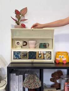 1PC Large Size Multi Tier Dustproof Display Cabinet Organizer For Coffee Cups Tableware Desk Sideboard Storage Rack With Clear View Doors Easy Access Stackable Space Saving Home Kitchen Office Essential - Multicolor - View 8