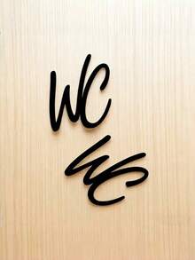 1PC Universal Size Metal Rustproof Durable Easy Hang Elegant Black WC Bathroom Toilet Sign Wall Art Decor For Home Office Indoor Modern Creative Unique Design All Season Gift - one-size - View 5