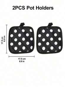 Haus Hana 1/2pcs Black Polka Dot Oven Mitts & Pot Holders, Cute Kitchen Oven Gloves And Hot Pads Set For Cooking, Baking, Microwave, Grilling, Home Kitchen Daily Use & Gift - View 15
