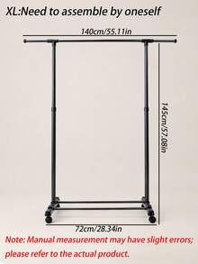 1pc Freestanding Clothes Drying Rack, Simple Balcony Laundry Hanger, Bedroom Storage Clothes Hanging Rod, Indoor Garment Rack - Black - View 3