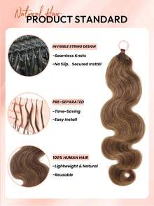 Rambut Manusia Gaya Boho Braids Feather Crochet Warna Pirang Madu #30 Body Wave, Ekstensi Rambut Manusia Tanpa Simpul yang Sudah Terpisah, Rambut Crochet Buatan Tangan untuk Kepang, Sudah Terikat, Panjang 16-22 Inci - S30 - View 3
