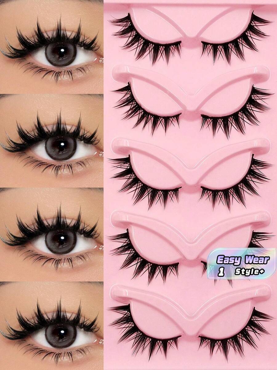 5 Pairs Spike Cartoon False Lashes Japanese Anime Thick Cosplay Natural ...
