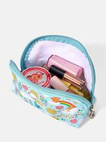SHEIN X Care Bears 1 Cartoon Pattern Cosmetic Bag, Portable Zipper Cosmetic Storage Bag, Multi-Functional Finishing Bag, Lightweight Travel Bag - Multicolor - light cyan - View 5