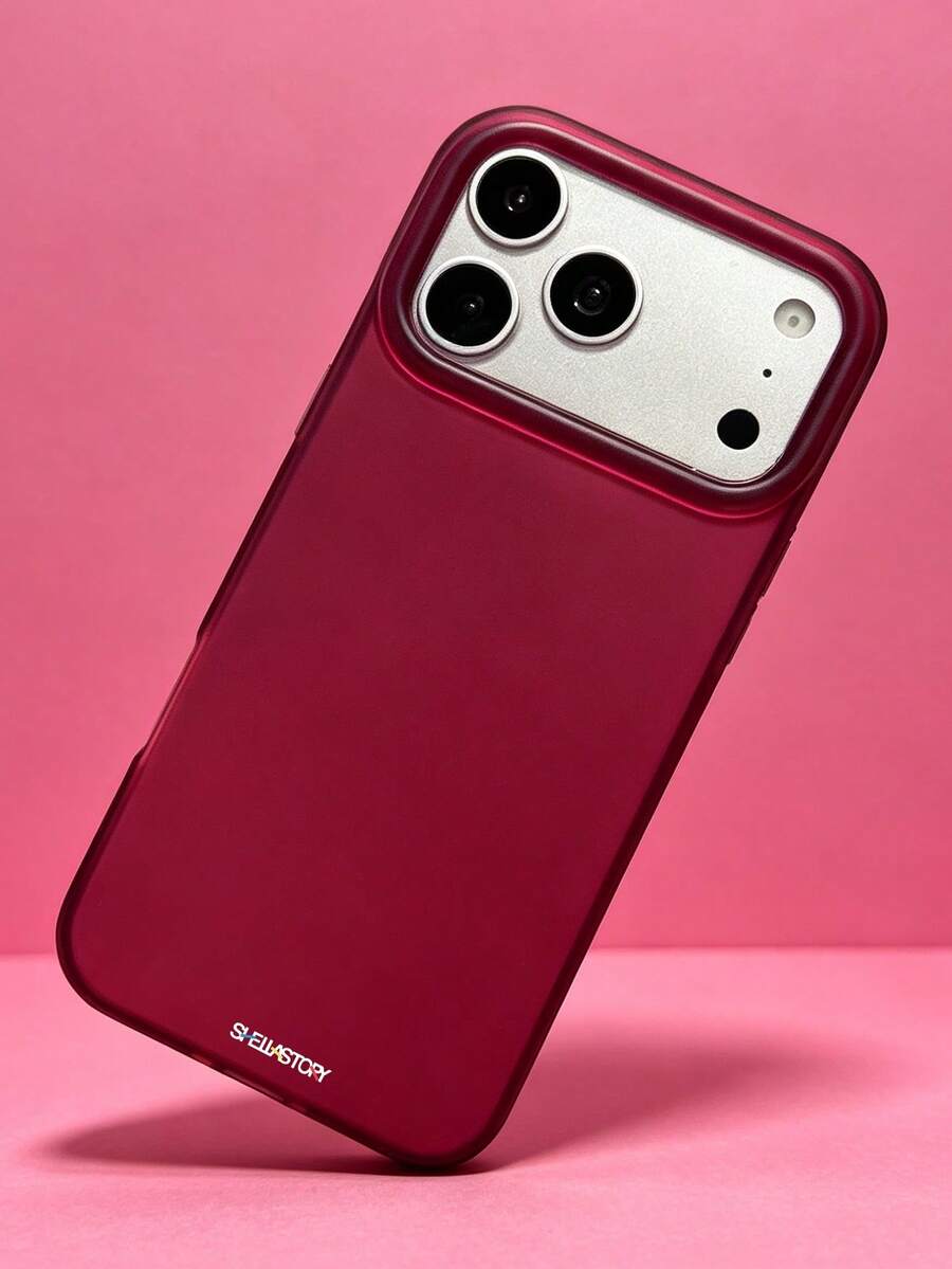 ShellaStory Luxury Solid Color Electroplated Phone Case Compatible With IPhone 18 17 Pro Max 18 17 Pro 17 16 14 13 12 15 Pro Max 14 15 13 12 16 17 Simple Shockproof Protective Cover - Burgundy - View 1