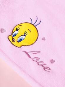 LOONEY TUNES X SHEIN 1 Piece Cartoon Embroidered Water-Absorbing Quick-Drying Hair Cap, Suitable For Different Hair Volumes, Household Bathroom Decoration - Pink - View 7