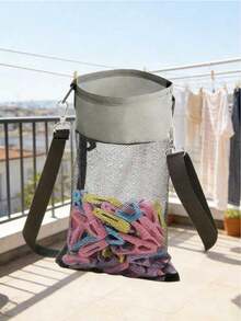 Haus Hana Mesh Drawstring Hanging Clothespin Holder Bag Laundry Storage Organizer For Outdoor Bathroom Dorm Room Home - Multicolor - View 10