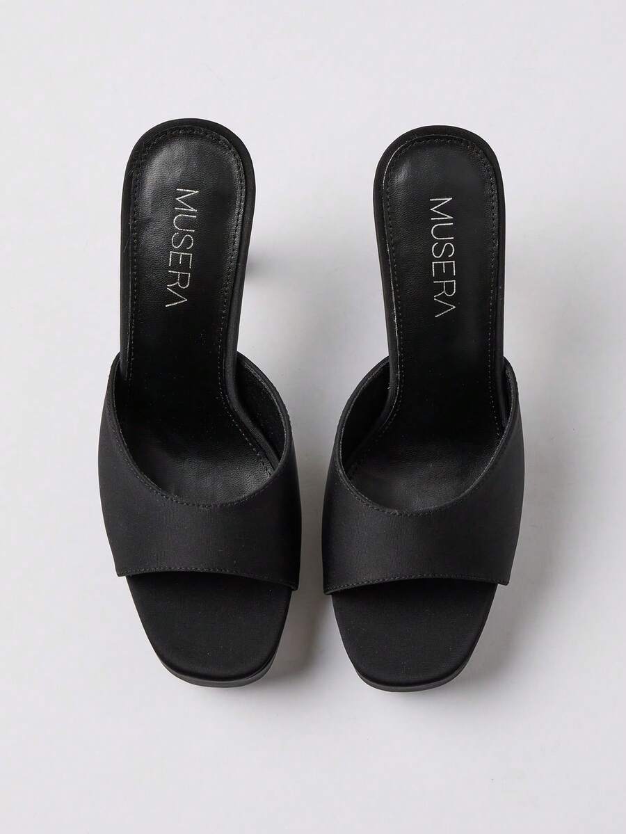 MUSERA Black Platfrom Heel Muled Sandal Hell Fall Autumn Winter Streetwear Outfits - Black - View 1