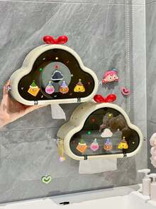 1PC Cloud Shape Tissue Box Wall Mounted Toilet Paper Holder Adhesive No Drill Waterproof Bathroom Storage Container For Kitchen Office Home Decorative Napkin Dispenser - Multicolor - View 2