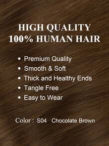 Natural Human Hair Weft-Double Weft Suitable For Sewing In Extensions,Chocolate Brown Color,12-14" Straight Hair With Soft & Smooth Texture Hair Wefts For Women & Men,For Graduation Season,Dreadlock Additions,Scalp Care - S04 - View 2