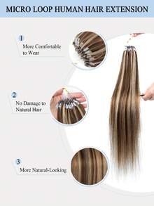 12-22Inch Micro Loop Hair Extensions Human Hair,Color S4-27,Chocolate Brown To Caramel Blonde,Microlink Human Hair, Microwaveable,Pre-Looped,Seamless Micro Loop Extensions, Straight,Invisible Bead,Fit For All Hair Types&Ethnicities,Natural Appearance - S4-27 - View 3