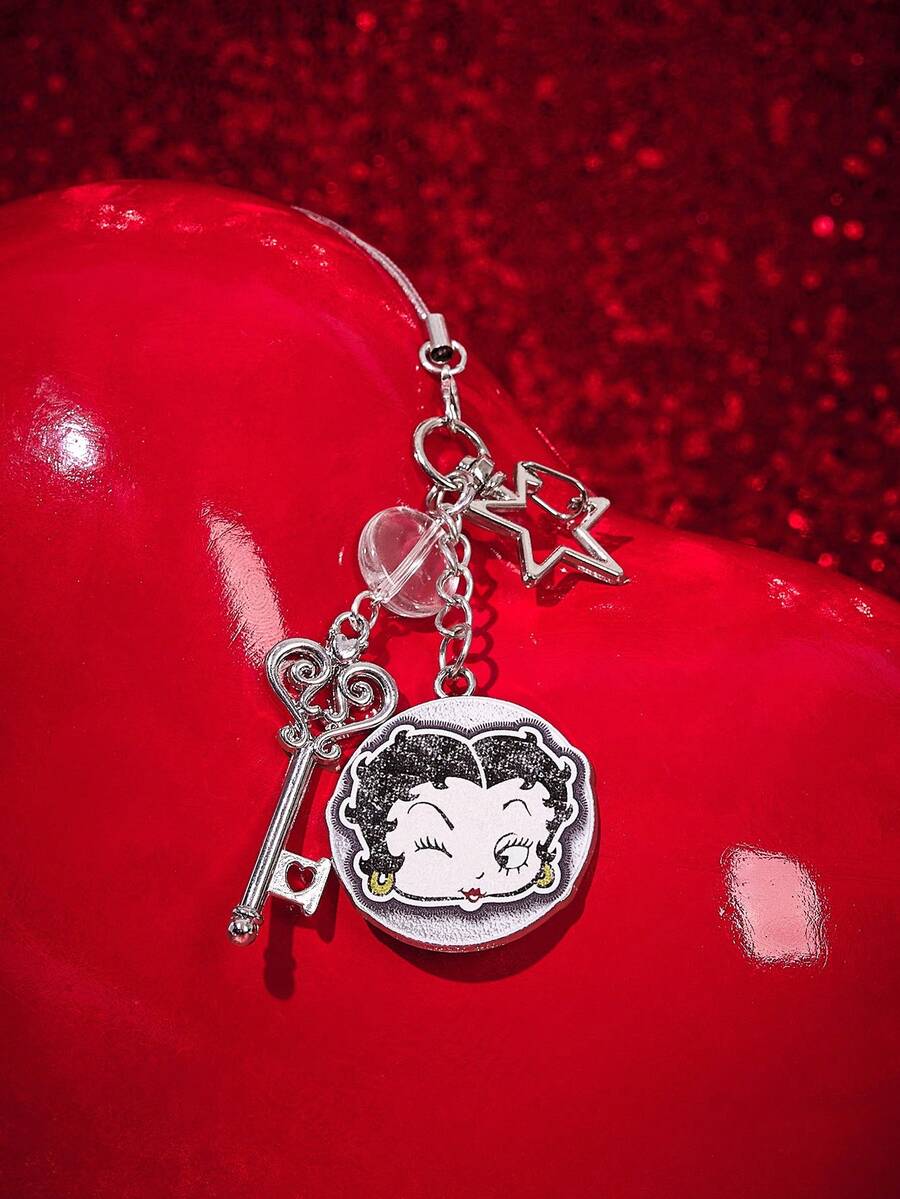 Betty Boop x SHEIN 1 Buah Gantungan Kunci Bintang Perak untuk Tas Sekolah - MultiWarna - View 1