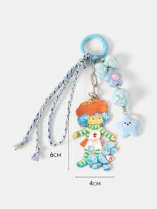 Strawberry Shortcake X SHEIN 1PC Blue Sweet Bow Beaded Pendant School Bag Accessory Pendant Letter Pendant Lanyard Keychain - Multicolor - View 6