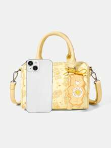 SHEIN X Care Bears Cartoon Pattern Fashion Commuter Handbag - Yellow - View 3