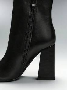 SHUZIA Women's Glamorous Square Toe Zip-Up Block Heel Ankle Booties - Black - View 7