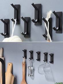 4 Sticky Hook, Towel Hook/Coat Hook, Stainless Steel Brushed Wall Hook. Suitable For Bedrooms, Apartments, College Dorms, Cabinets, Refrigerators, Storage Racks And Most Room Decor. - Multicolor - View 7