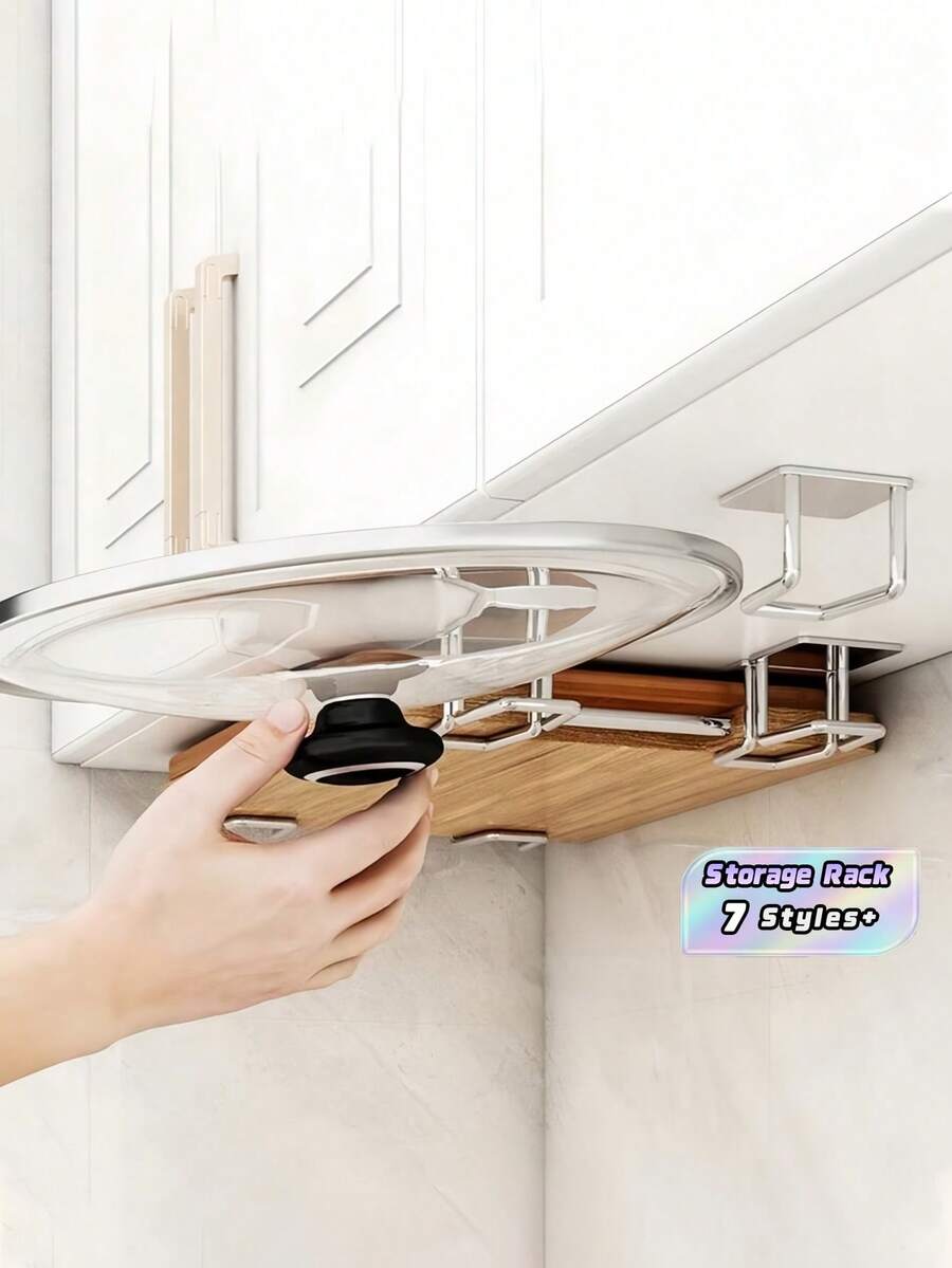 Stainless Steel Self Adhesive Drain Rack 2/4/8/12PCS, No Drill Wall Mount Sink Organizer Shelf For Kitchen Bathroom, Space Saving Storage Rack For Living Room Entryway Home Use, Rust Proof Durable Easy Install - Silver - View 1