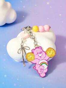 SHEIN X Care Bears 1 móc khóa gấu cheerleader hạt tròn màu hồng dễ thương hình trái tim - Nhiều màu - Xem 2