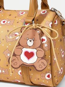 SHEIN X Care Bears 卡通圖案時尚通勤手提包 - 棕色 - 查看 4