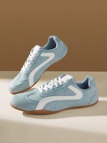 CUCCOO EASI Women's Flat Shoes Daily Wear Light And Comfortable Lace-Up Casual Shoes Fall Shoes - Blue - View 9
