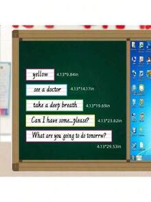 1Pc/4Pcs Magnetic 4-Line 3-Grid Chalkboard Stickers, Reusable Erasable English Writing Whiteboard Stickers, Classroom Learning Tool For Teachers, Strong Magnetic Bottom, Fun Design, Fridge Magnets, Colorful Language Teaching - Multicolor 2 - View 13