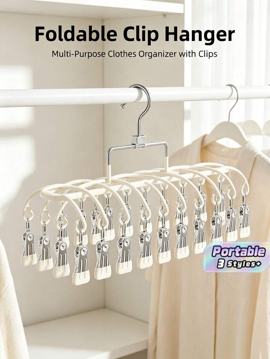 20-Clip Metal Drying Rack, Bra & Underwear Hanger With Clips, Sturdy Balcony Clothes Drying Rack For Socks, Bras, Underwear, Clothes (Slight Color Difference Due To Batch Variation, Does Not Affect Normal Use) - Multicolor - View 1