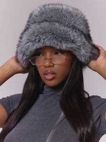 MUSERA Grey Faux Fur Hat Skiing Outfit Streetwear Summer Fall Winter - Multicolor - View 2