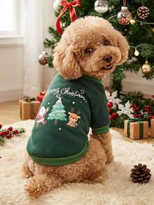 PETSIN 1 Pc Pet Christmas Cat Dog Universal Cute Santa Claus Elk Pattern Printed Green Warm And Comfortable Dog Christmas - Multicolor - View 1