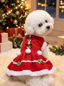 PETSIN Pet Bells, Christmas Dresses, Festive Dog Dresses - Red - View 1
