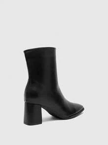 CUCCOO BIZCHIC Women's Thick-Heeled Mid-Boots, Suitable For Daily And Festive Occasions In Autumn And Winter Fall Boots - Bright black - View 5