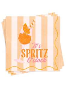 20 40 60Pcs Italian Summer Retro Aperol Spritz Cocktail Disposable Napkins 2 Ply Orange White Striped Beverage Napkins For Bridal Showers Pool Parties Summer BBQ - default - View 3