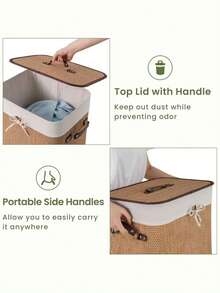 1PC Large Capacity Bamboo Laundry Basket With Lid Foldable Dirty Clothes Hamper Detachable Liner And Handles Machine Washable For Bathroom Kitchen Laundry Room Home Organization Gift For Women Men Christmas Birthday Housewarming Must Haves - Brown - View 5