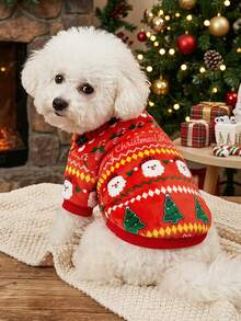 PETSIN 1 Pc Pet Christmas Without Hat Christmas Tree Santa Claus Flannel Pet Clothing - Multicolor - View 5