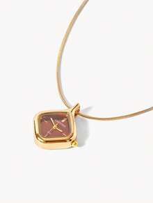 Opalesca Classic Minimalist Style Rhombus Watch With A Delicate Gold Chain, Fashionable And Versatile. It Is Suitable For Daily, Stacking, Birthday Gifts. - Red - View 5