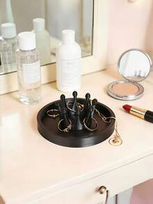 1PC Standard Size Resin Lightweight Non Slip Scratch Resistant Waterproof Rustproof Easy Clean Black Crown Shaped Jewelry Tray Organizer Storage Display Holder For Rings Earrings Necklace Bracelet Watches Home Bedroom Vanity Dresser Desk - Multicolor - View 4